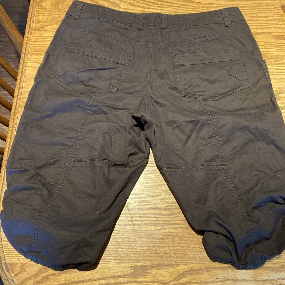 VTG Masini Brown 14 Capri Cargo Camp Cotton Crop Ruched Drawstring Khaki Pants